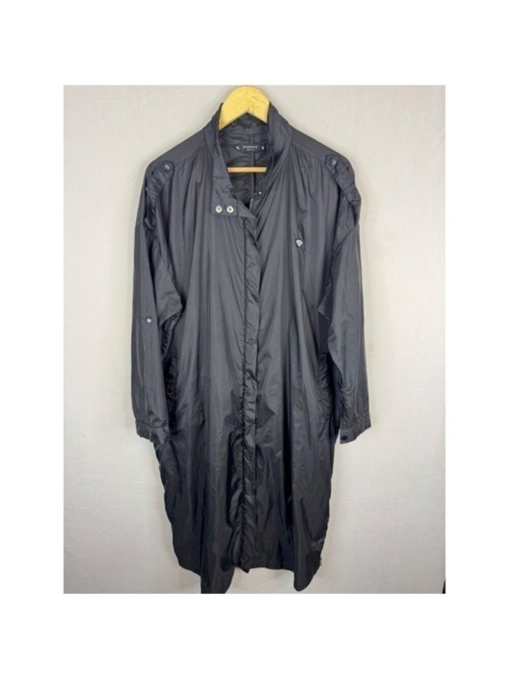 Diamond Supply Co Mens Black Longline Windbreaker Trench Jacket XL Epaulets